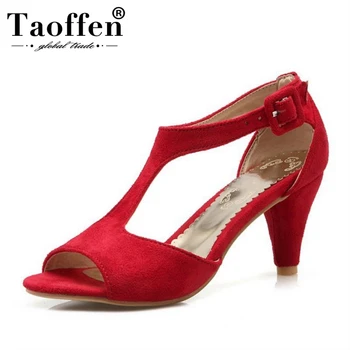 

TAOFFEN 4 Colors Size 32-43 Women Sandals Open Toe Slip On Bowknot Thin Heel Women Summer Shoes Sexy Ornate For Party Footwear