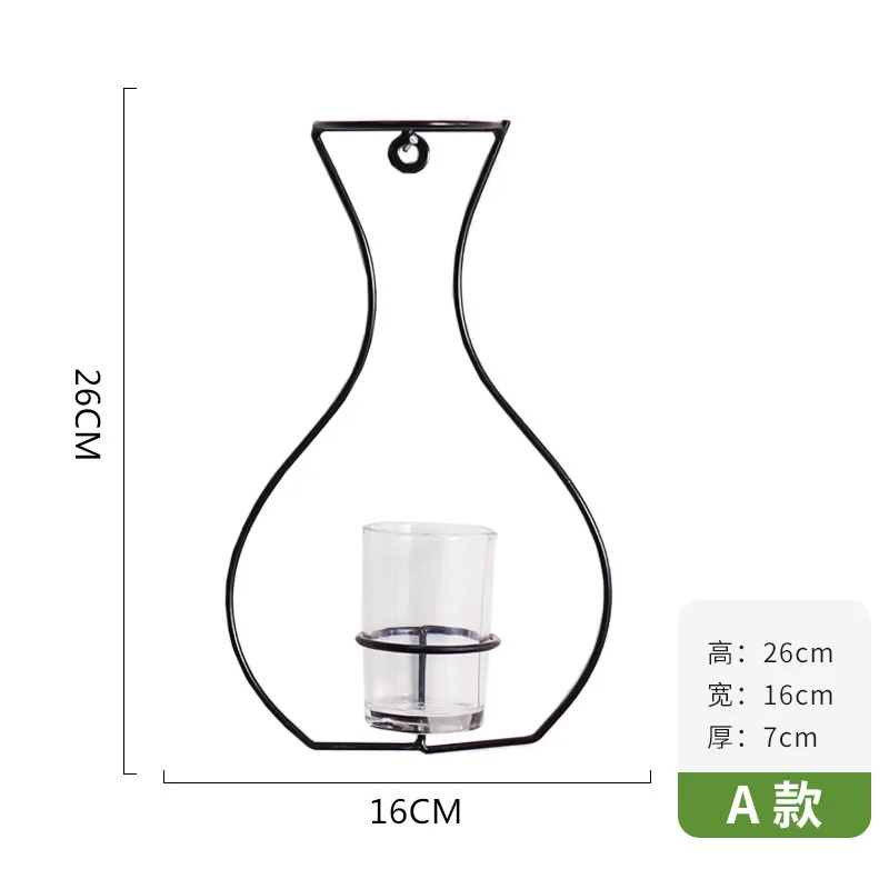 Украшение в скандинавском стиле, рамка, держатель для вазы, черная Минималистичная железная ваза, сушеные Цветочные стеллажи для вазы, растения, настенные подвесные украшения, подставка
