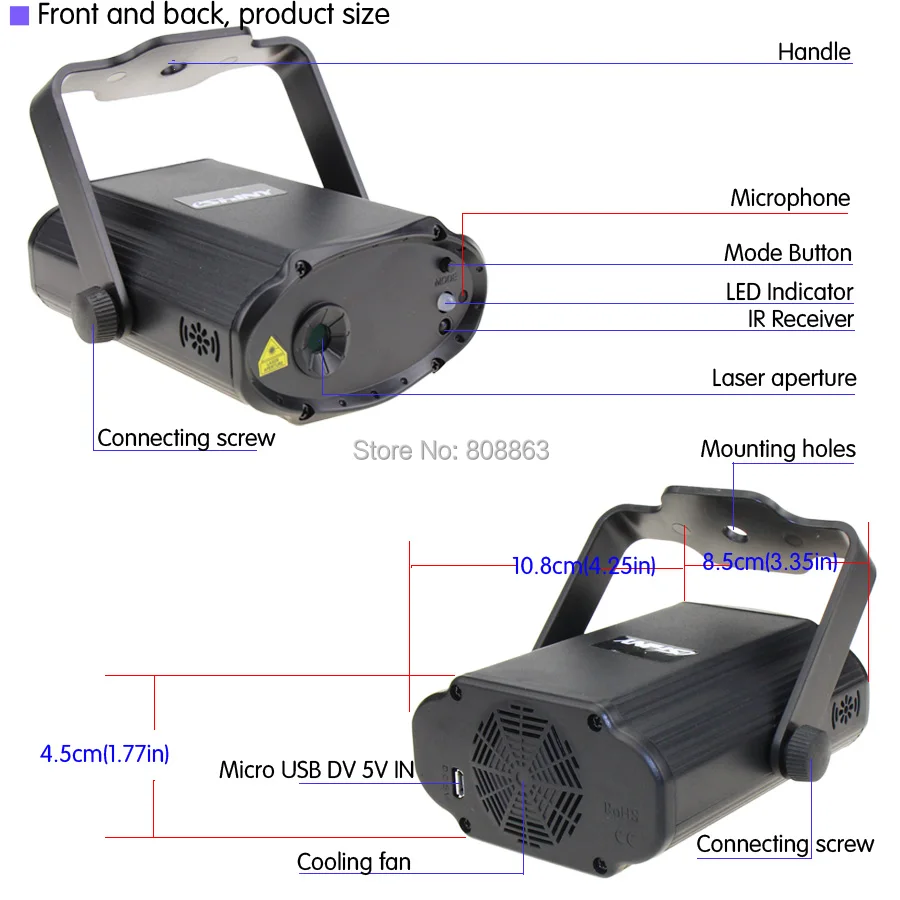 Eshini дистанционный мини RGB лазерный Полный Рисунок звезд проектор DJ диско танцы бар семейные вечерние рождественские сценический эффект