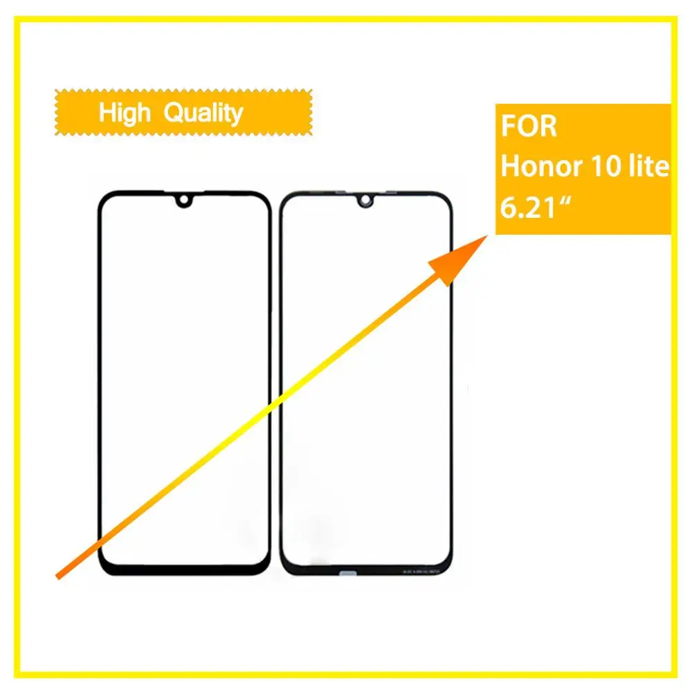 

Felfial 10Pcs/lot For Huawei Honor 10 Lite Touch Screen Front Panel Glass Lens Outer LCD Replacement black