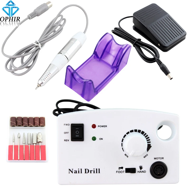 OPHIR Pro Electric Nail Drill Machine 30000RPM White Pedicure Manicure Machine Nail Art Equipment File Bits Kit Nail Tools_KD146