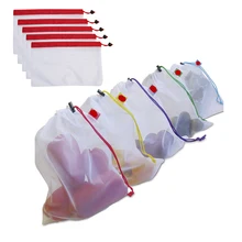 Полезная 5 шт./компл. изготовленные на заказ сумки сетки для овощей, фруктов, игрушек, хранилище, сумочка, с двойной строчкой Бакалея Организатор сумка Сумки из натуральной кожи