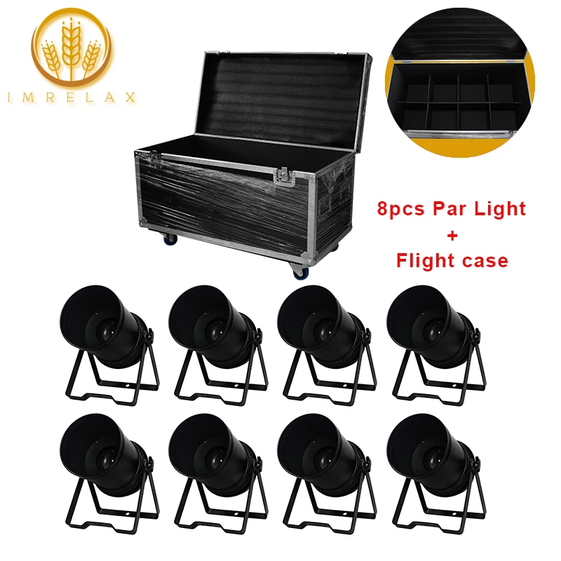

IMRELAX 8pcs Linear ZOOM 15 to 50 Degree 200W COB LED Par Light With Flight Case Package 3200K Warm White Stage Disco Light