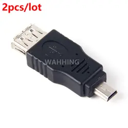 2 шт./лот черный USB 2.0 Женский к Mini USB B 5Pin штекер OTG usb-адаптер конвертер Connector HY998