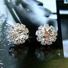 Короткая Мода Bling сад мяч Циркон Кристалл серьги-гвоздики 4ED03