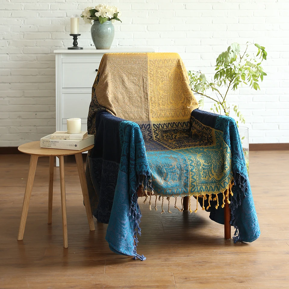 Us 37 49 25 Off Bohemian Chenille Blanket Sofa Decorative Slipcover Throws On Bed Plane Travel Plaids Rectangular Color Sching Blankets In