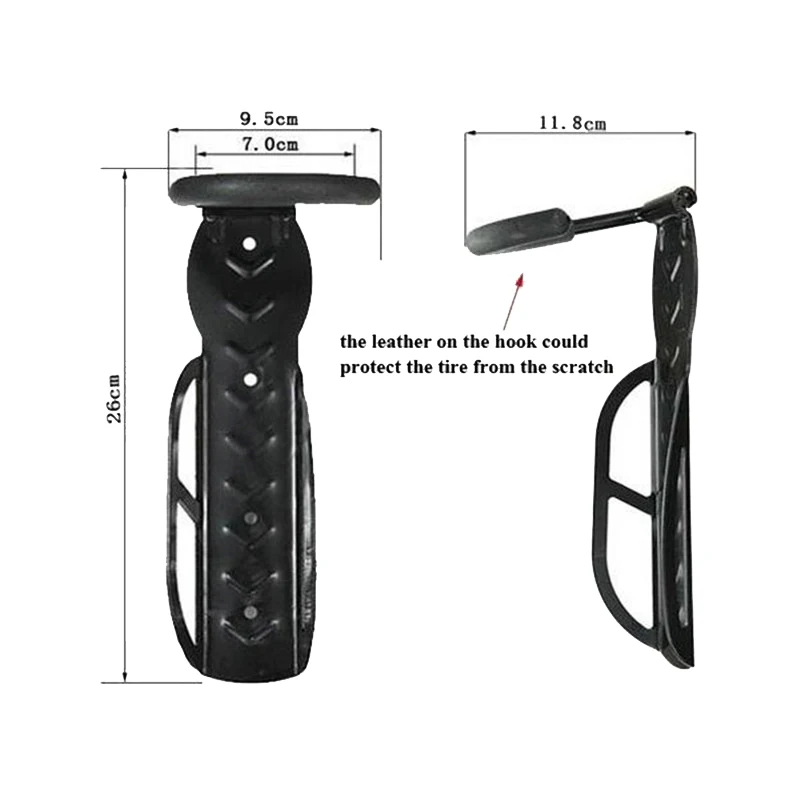 Велосипедный настенный держатель крепление для горного велосипеда стальная настенная стойка для хранения Вешалка черный крючок для велосипеда с винтами PA0092