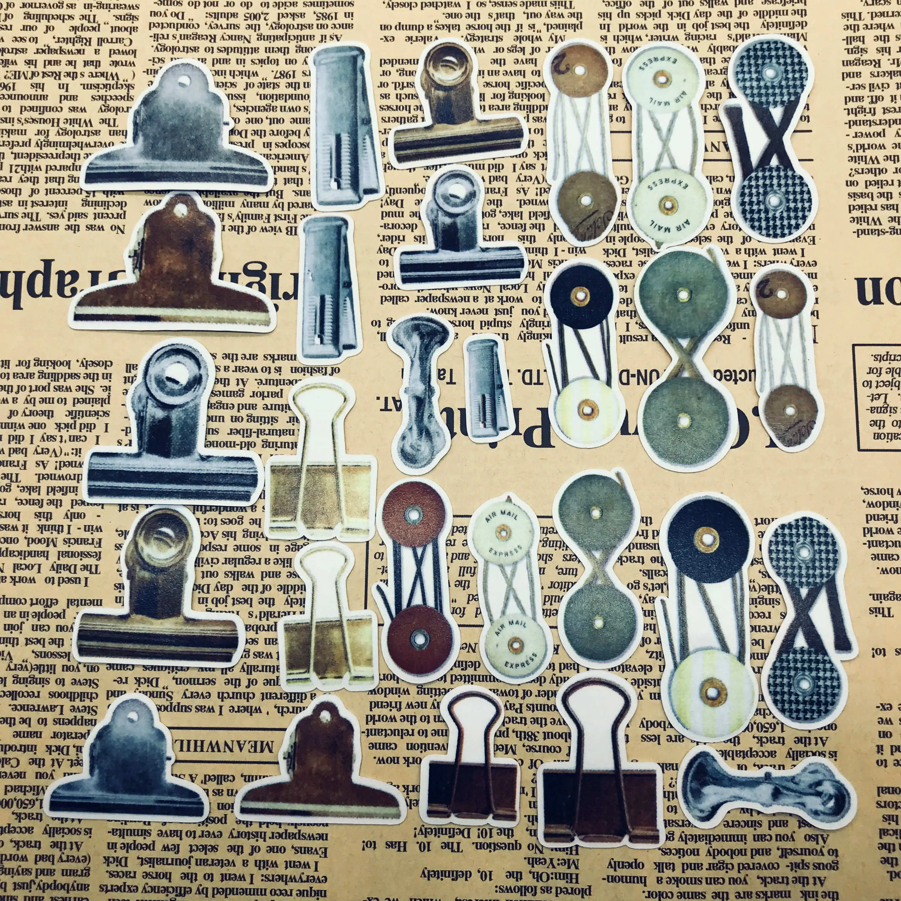 

52pcs/pack Retro Folder/Seal/clip vintage Decorative washi Sticker DIY Planner Diary Scrapbooking Album Stickers