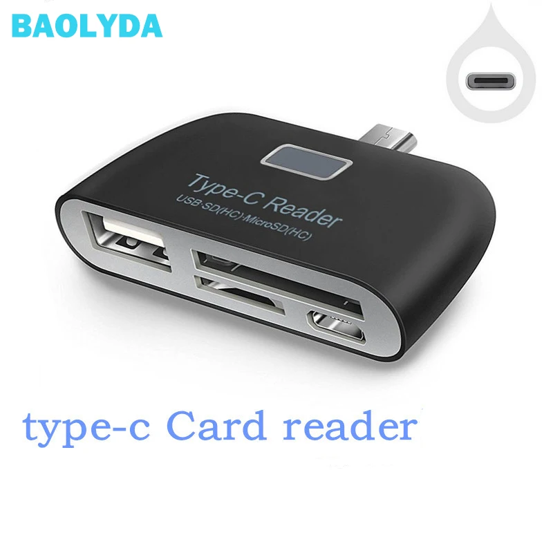 

Baolyda Card Reader 4in1 OTG/TF/SD Smart Mini Card Reader Type C Adapter USB / Micro USB Charge Phone Port Combo Card Reader