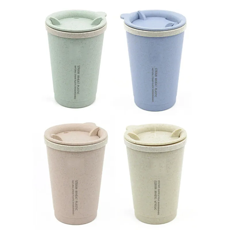 280 ML Double wall Insulation Wheat Fiber Straw Coffee Cup Travel Mug Leak Proofin Mugs from