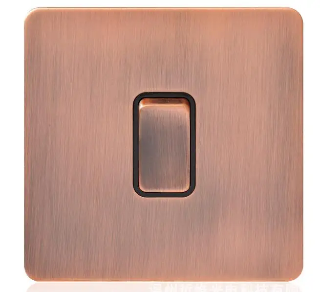 

Simple Modern Wind Stainless Steel Red Bronze Panel Button Wall Switch Socket