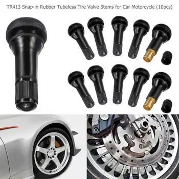 

TR413 Car Snap-in Rubber Tubeless Tire Valve Stems Vehicle Tyre Replacement Valve Cap Cover Kit for ATV Bike Motorcycle 10/25PCS