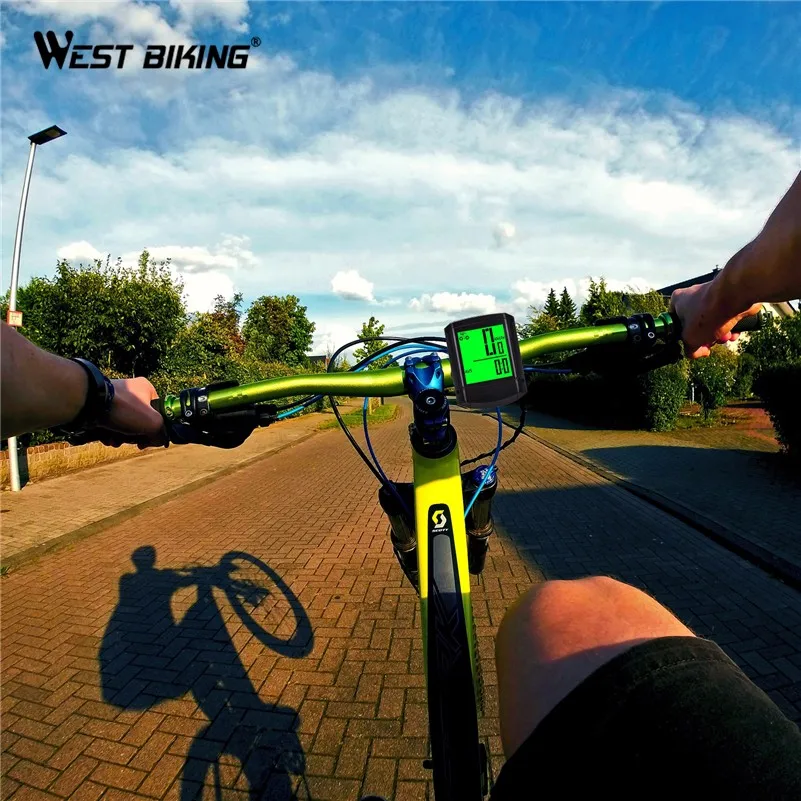 West biking Мультифункциональный велосипедный компьютер водонепроницаемый беспроводной Спидометр " Большой ЖК-экран Velocimetro велосипед Велоспорт одометр