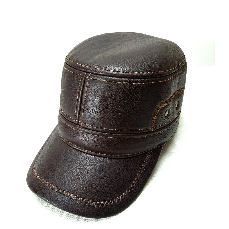 Online Fibonacci Hohe qualität mittleren alters männer baseball kappe leder erwachsene Patchwork einstellbar flatcap herbst winter hüte
