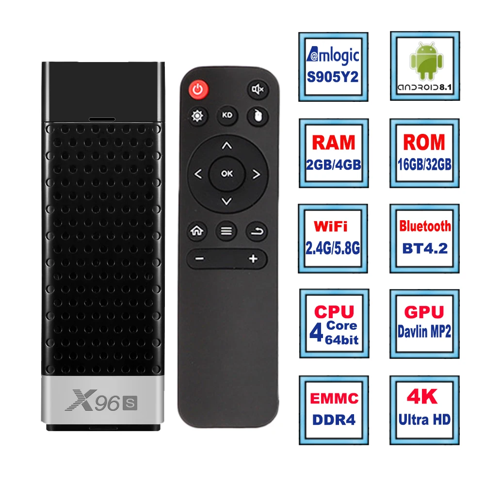 X96S Android 8 1 Смарт ТВ Box Amlogic S905Y2 DDR4 4 Гб Оперативная память 32GB Встроенная палка 5G Wi Fi