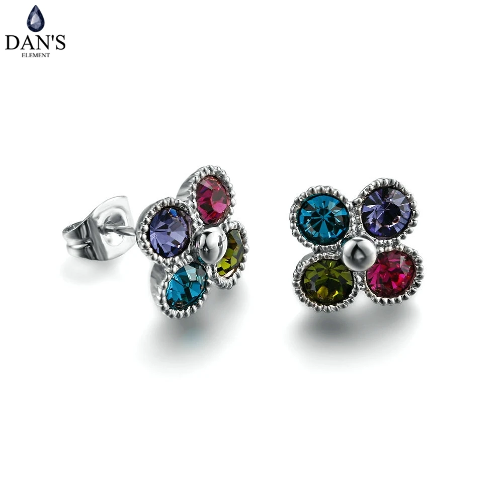 

DAN'S ELEMENT Stud Earring For Women Multicolor Austrian Crystal Flower Earring Jewelry Fashion Jewelry Gift DEE226