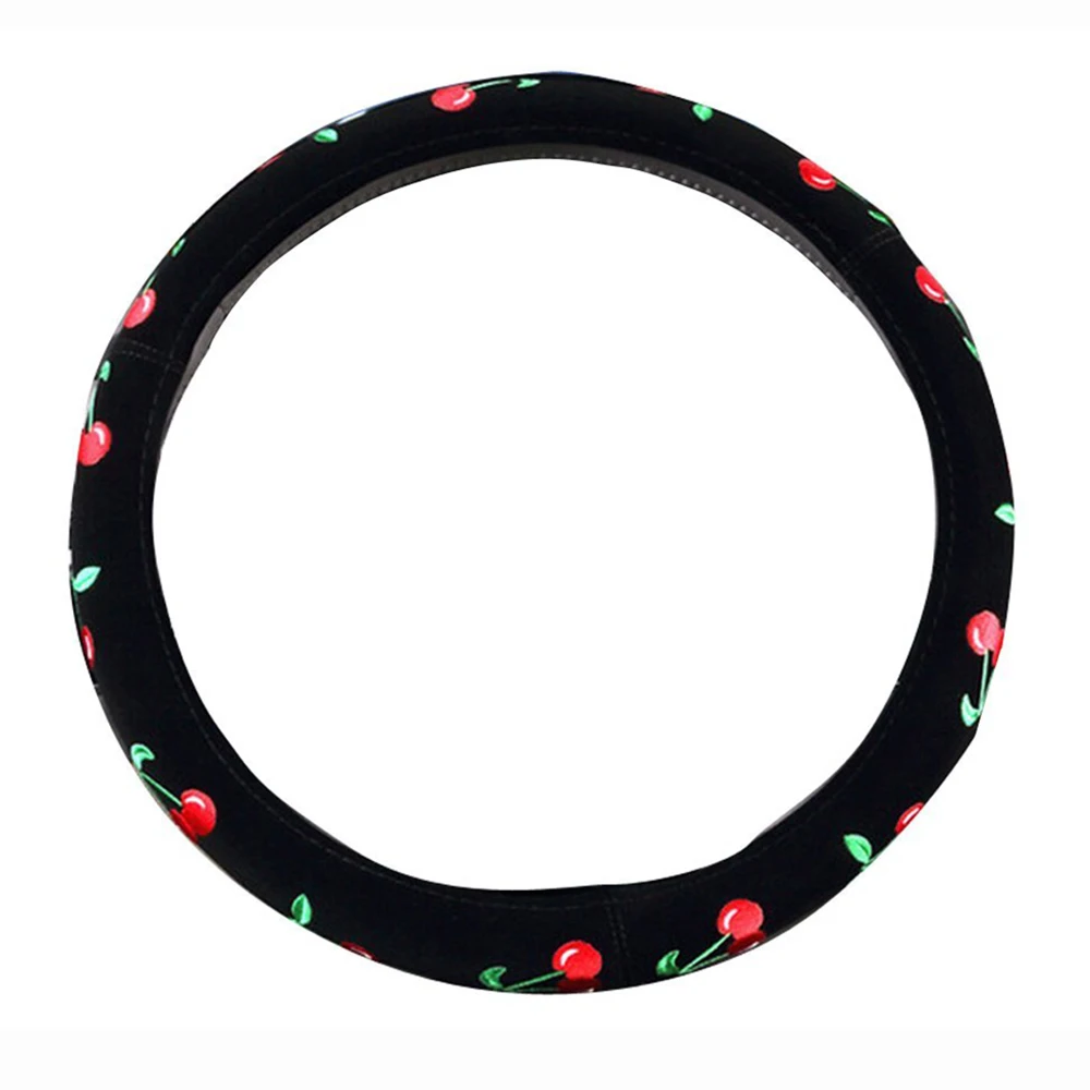 

Automotive Women Embroidery Cute Car Steering Wheel Cover (Cherry)
