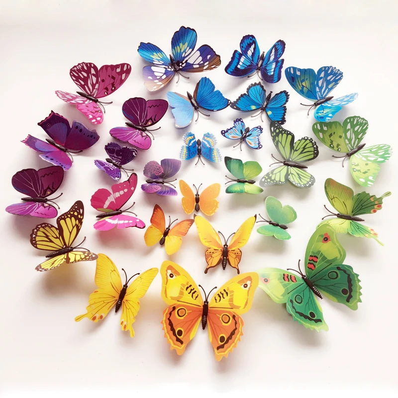 

12Pc/set 3D Vinyl Wall Stickers DIY Butterflies On The Wall Decals For Cafe 11Colors Butterflies Stickers Home Decor Living Room
