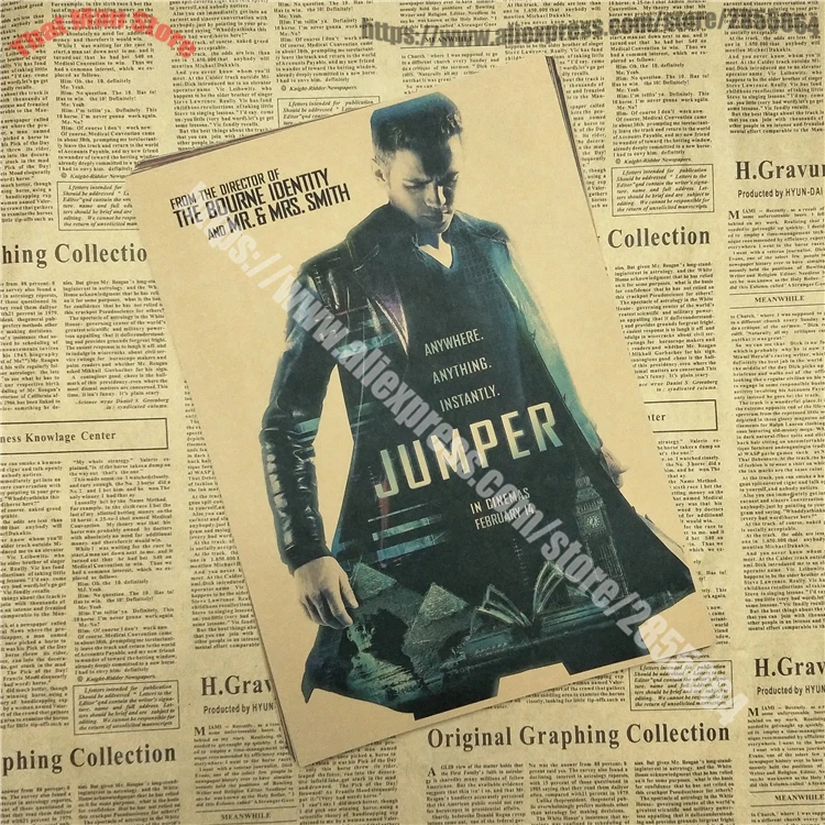 Jumper классический основной фильм Винтаж крафт-бумага постер Бар Кафе гостиная