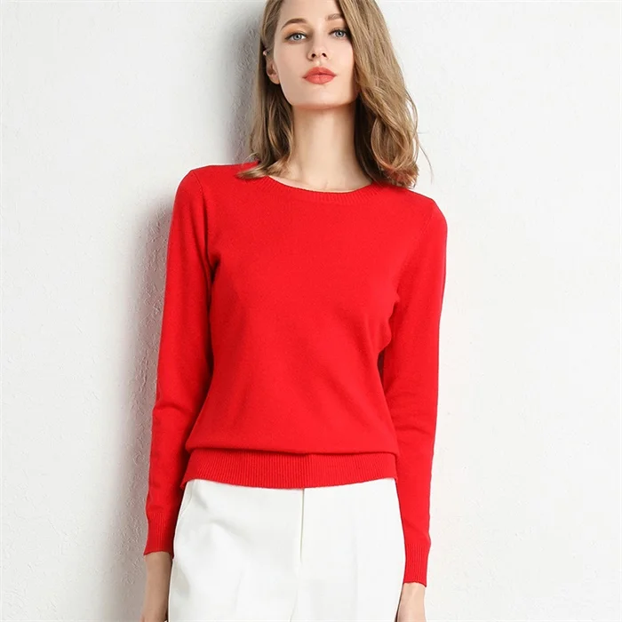 Zocpt, осенний зимний свитер, женский, Повседневный, элегантный, однотонный, пуловер, вязанный, Круглый ворот, базовый, новинка, джемпер, женский, размера плюс, трикотаж - Цвет: Red