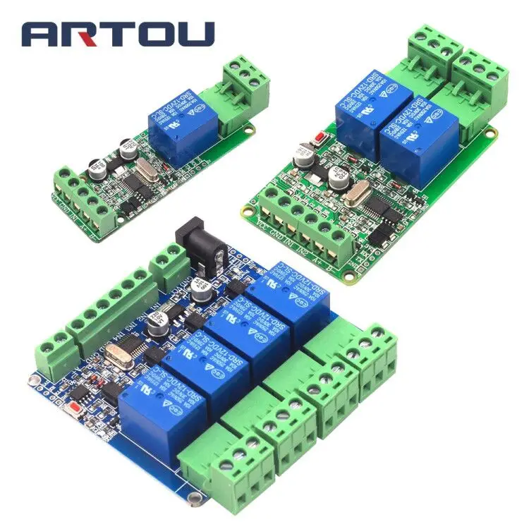 Modbus-Rtu 1/2/4 канала 12 В релейный модуль коммутатора Вход/Выход RS485/ttl Связь