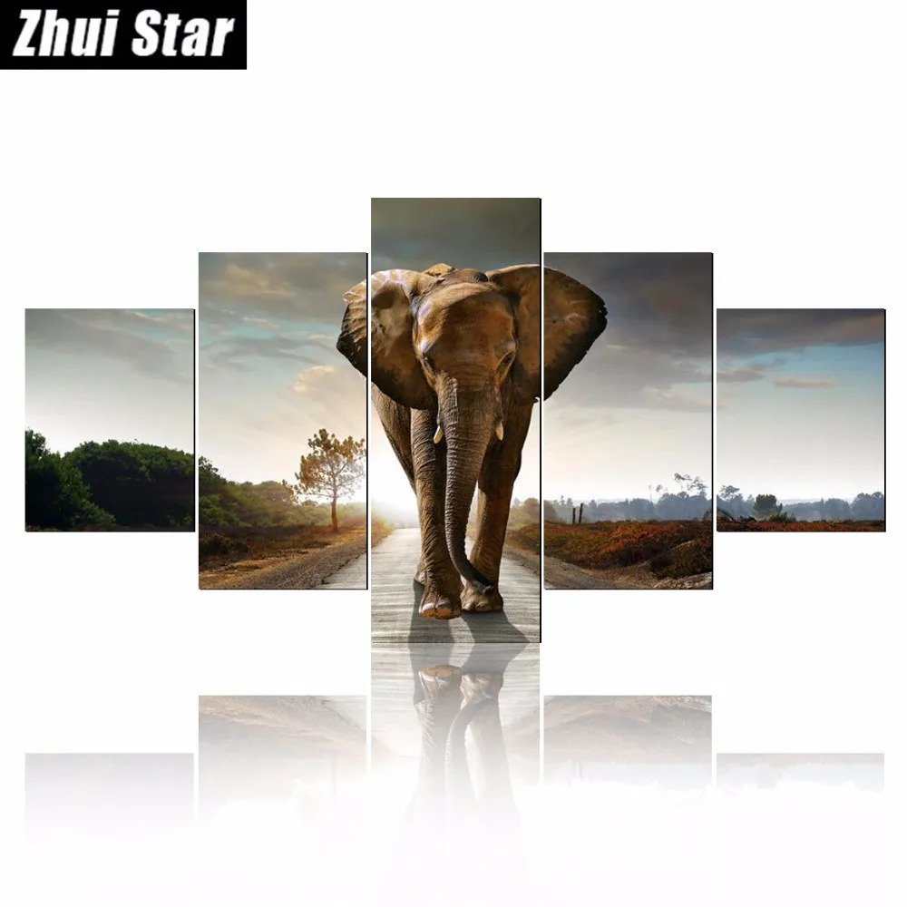 5pcs 5D DIY Diamond Painting "elephant" Embroidery Full Square Diamond