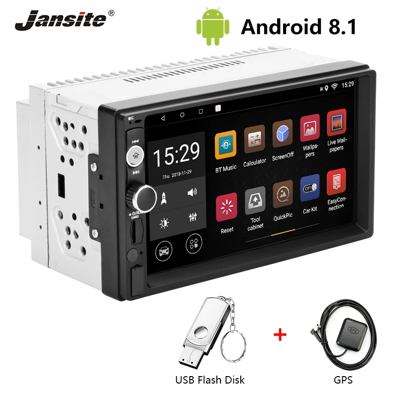 

Jansite 7" 2 din Car Radio Android 8.1 player Digital Touch screen GPS Bluetooth Multimedia player FM Autoradio With Rear camera