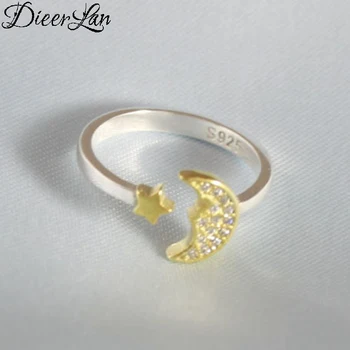 

DIEERLAN New Arrivals Real 925 Sterling Silver Moon Rings for Women Adjustable Size Ring Fashion sterling-silver-jewelry