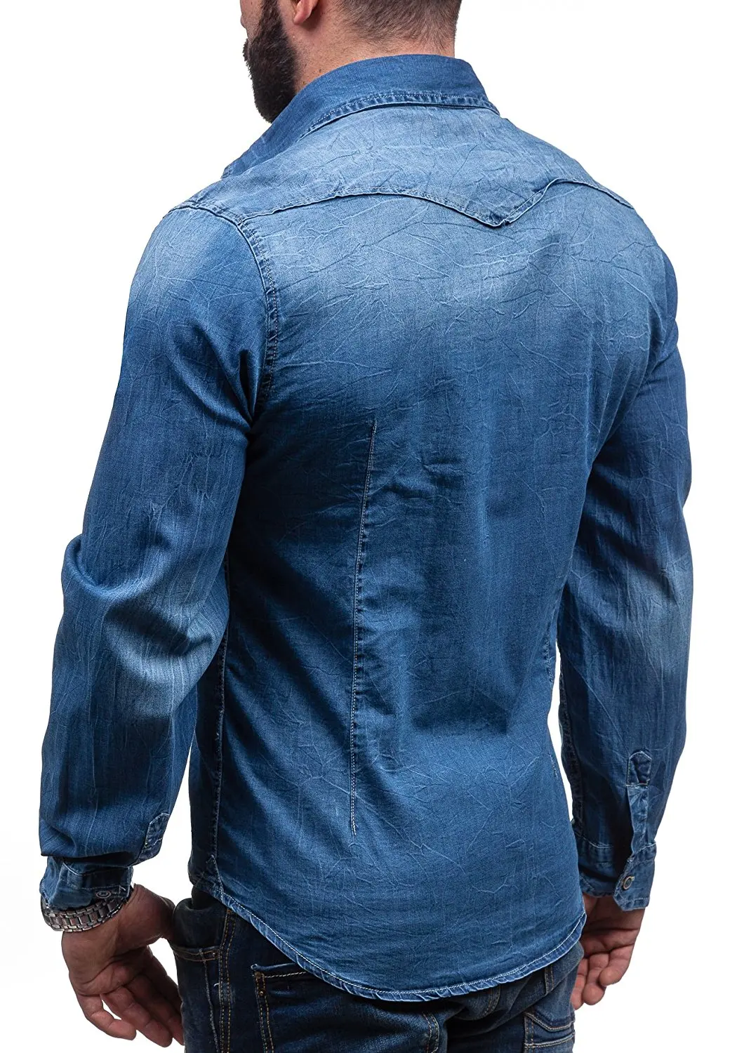 Рубашка ковбойская Мужская s хлопок летняя новая мужская рубашка с длинным рукавом мужская синяя модная деловая повседневная одежда горячая Распродажа Топ Размер