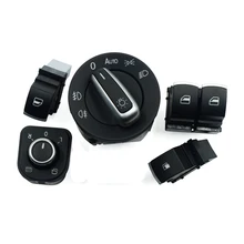5 pz/set Auto Chrome Fuel Faro Finestra Specchio Interruttori Fit Per VW Eos Golf R32 GTI MK 5 6 V VI 5ND959565A 5ND959855 5K3959857(China)