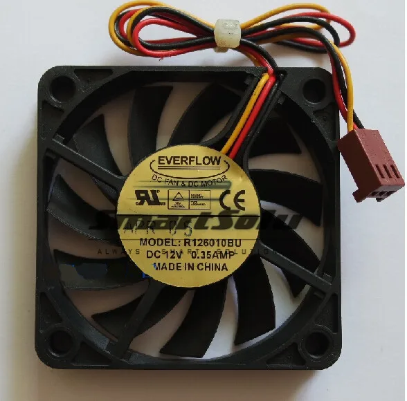 Free shipping EVERFLOW 6010 R126010BU Dual Ball Bearing Cooling fan with 12V0.35A 6CM 3-wires For CPU | Обустройство дома