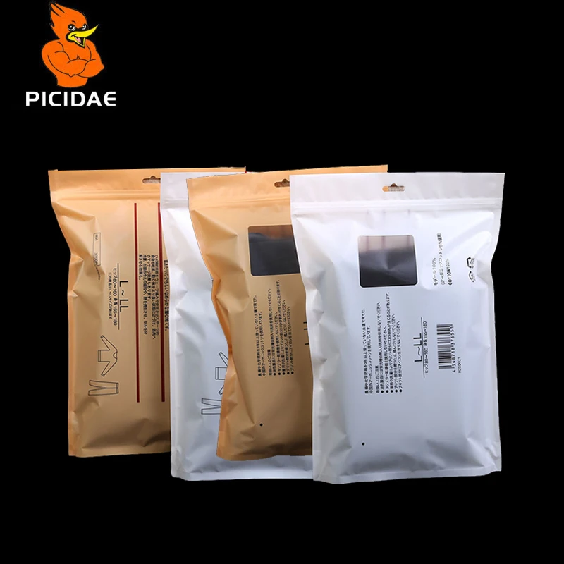 Печать Ziplock Окно Zipper Пластиковая упаковка Мешок Одежда Костяные трусики Цвет