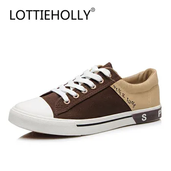 

2018 LOTTIEHOLLY Brand Men Canvas Shoes Sporty Casual Shoes Men Patchwork Flat Shoes Comfortable Sneakers Shoes #MS1963
