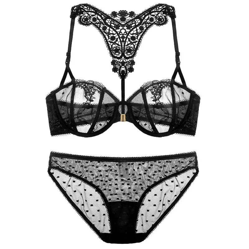 Europe underwear high end sexy Thin Cup adusted Bra Set Front Closure