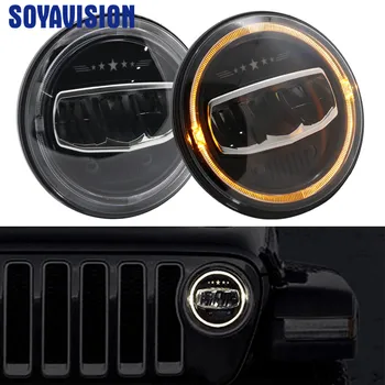 

2PCS 7 Inch Round Halo Led Headlight for Jeep Wrangler Unlimited JK 7" DRL Angle Eyes led Projector headlamps