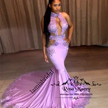 Пикантная обувь; Цвет фиолетовый; Русалка платья на выпускной с кристаллами с лямкой на шее плюс Размеры Винтаж кружева 2K19 черный, платье в строгом стиле для девочек, платье для девочек, vestidos de fiesta, de noche