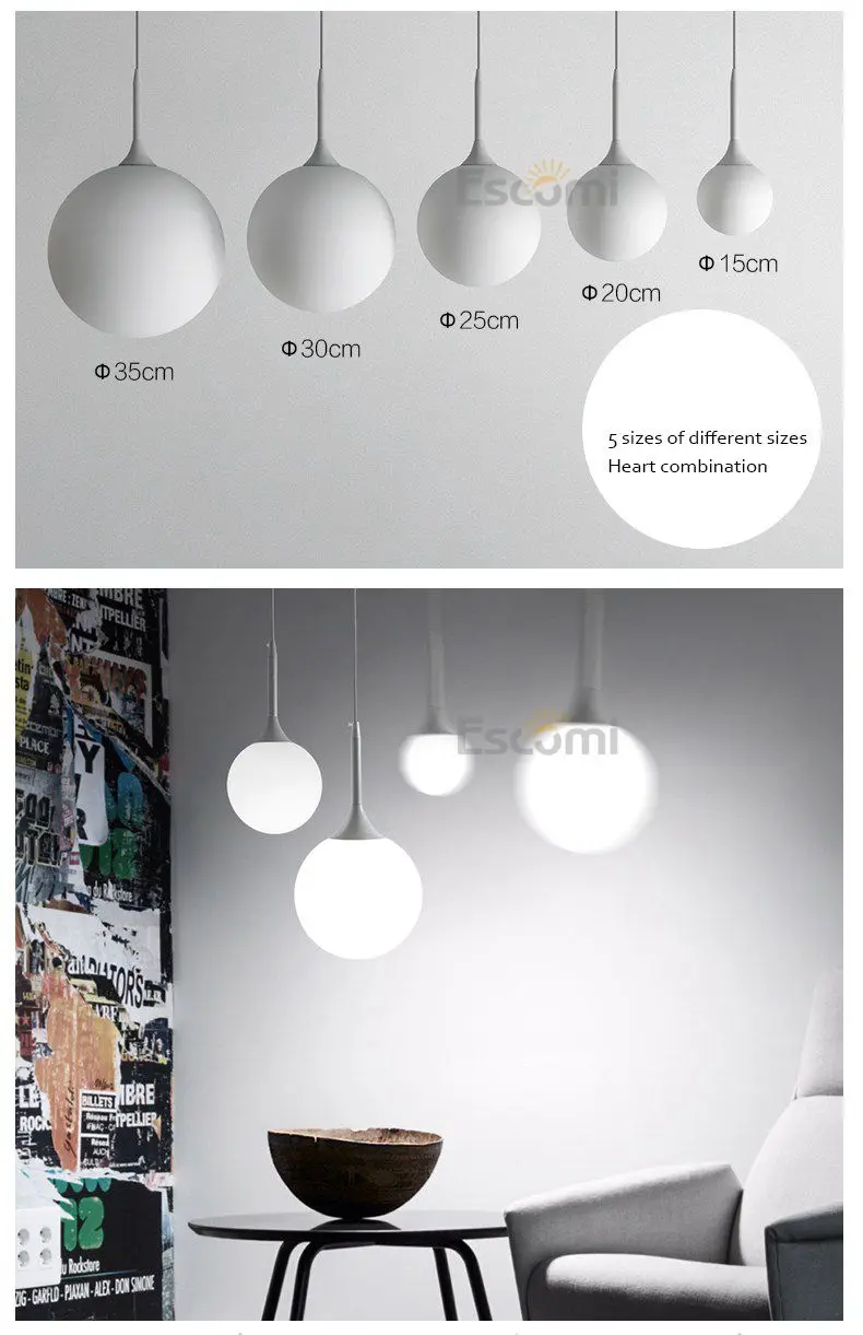 Современный подвесной светильник в скандинавском стиле, стеклянный подвесной светильник, светодиодный, белый, Круглый, подвесной светильник для гостиной, кухни, бара, подвесной светильник
