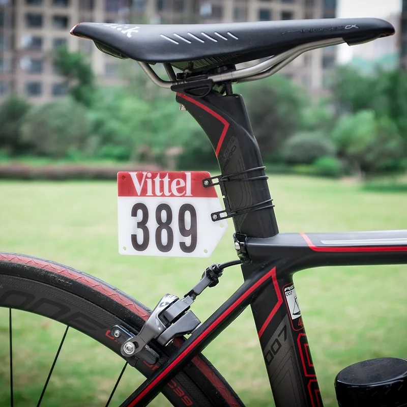 DIY MTB bicicleta triatlón carreras número placa montaje soporte ciclismo placa número titular tarjetas soporte Aero tija Vittel calcomanías