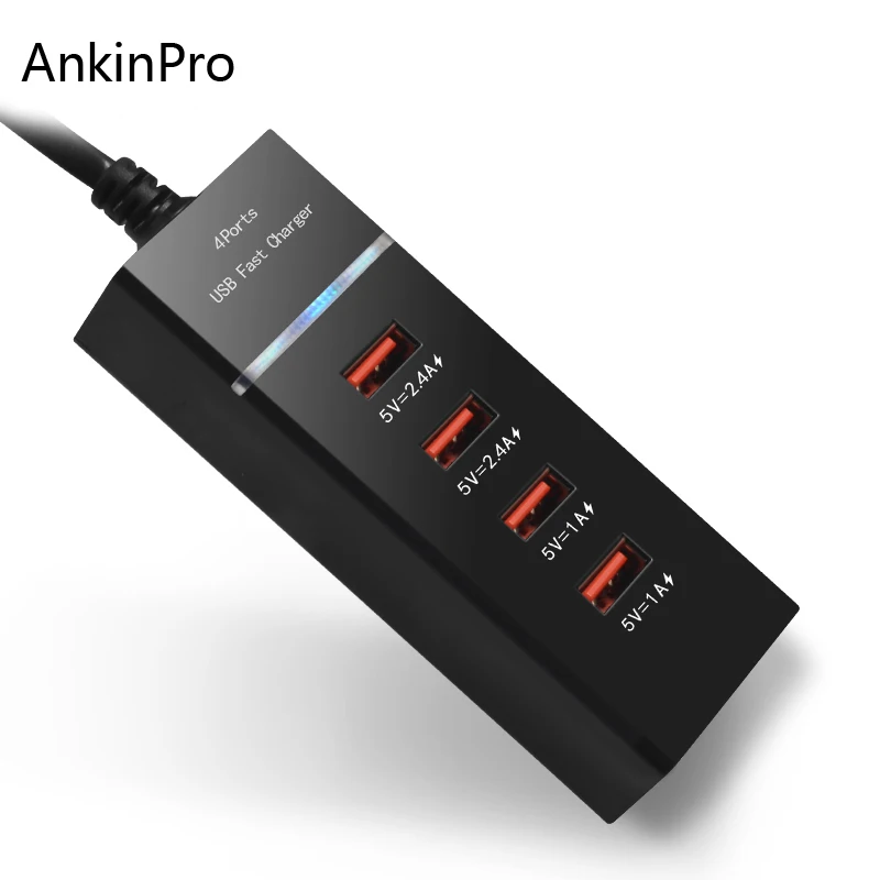 CinkeyPro 4-ميناء عالمي USB مهايئ شاحن للهاتف المحمول شاحن آيفون اللوحي Xiaomi سريع شحن مع مصباح ليد CinkeyPro 4-ميناء عالمي USB مهايئ شاحن للهاتف المحمول شاحن آيفون اللوحي Xiaomi سريع شحن مع مصباح ليد