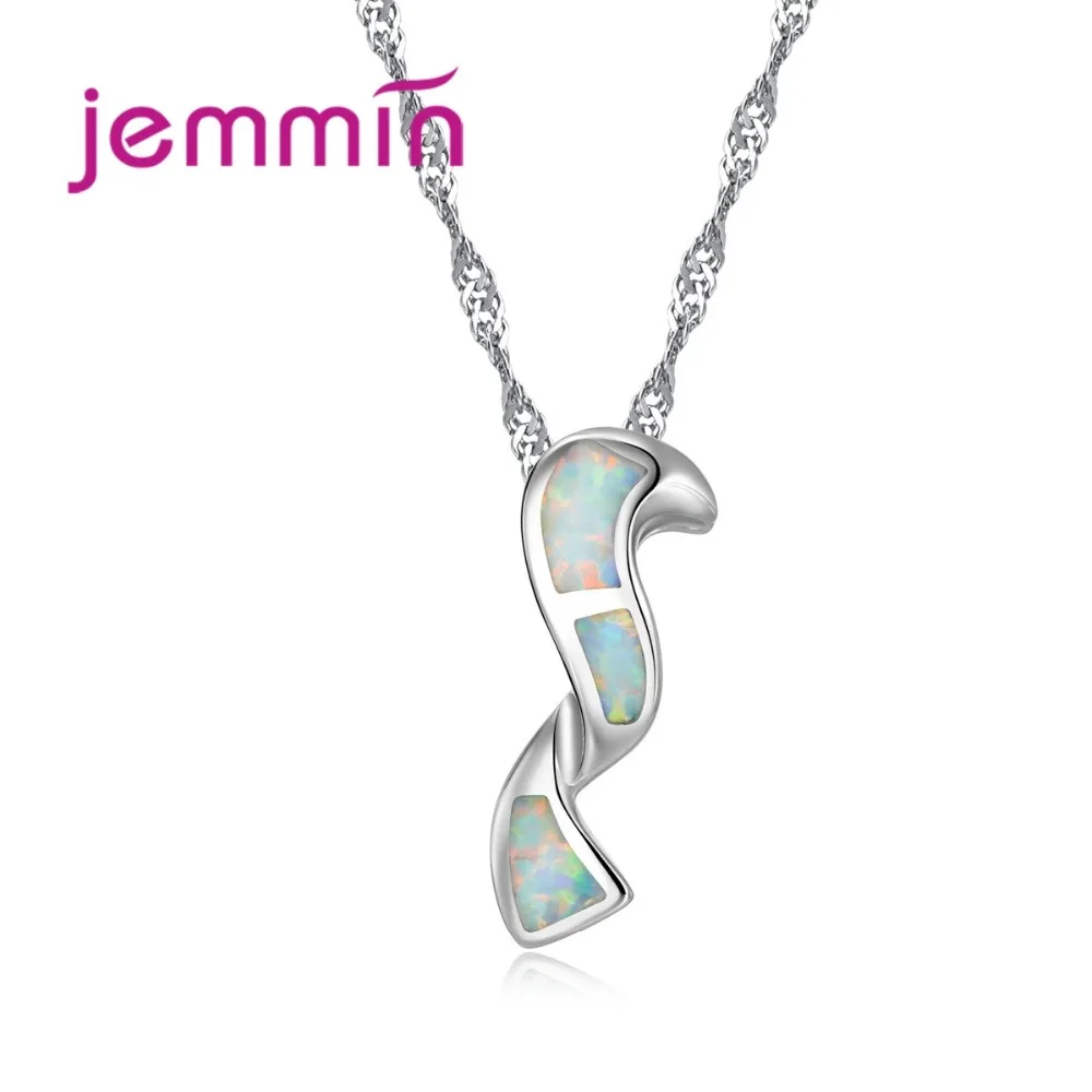 

Jemmin Brand Geometric White Opal Pendants Necklaces For Women 925 Sterling Silver Party Necklace Birthday Party Best Gift