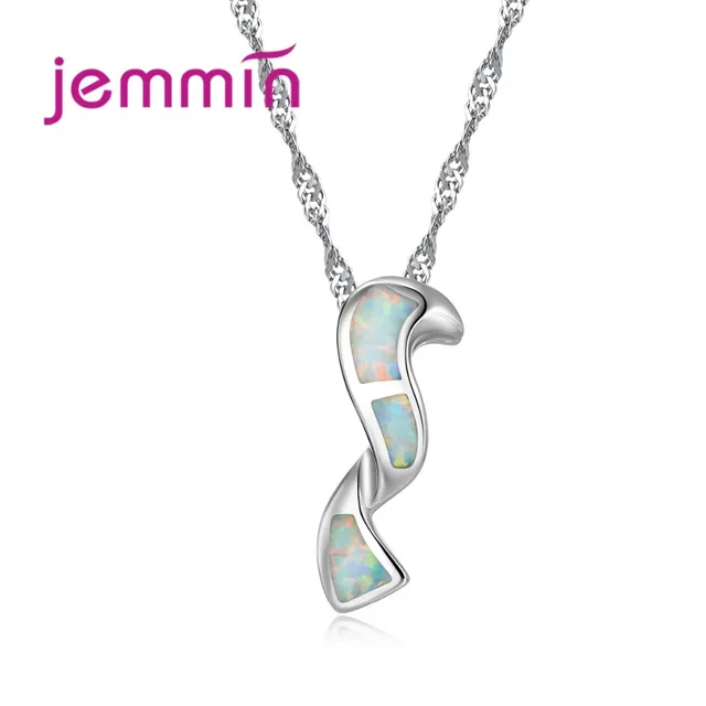 Jemmin Brand Geometric White Opal Pendants Necklaces For Women 925 Sterling Silv Jemmin Brand Geometric White Opal Pendants Necklaces For Women 925 Sterling Silv