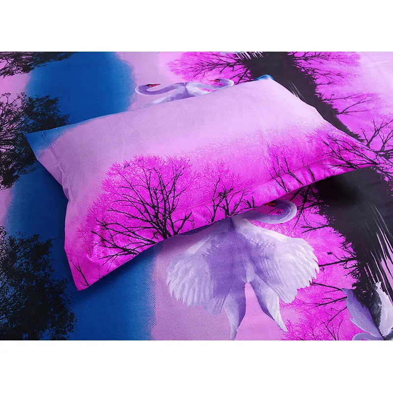 

3D Swan Printing Bedding Set Bed Sheet Pillowcase Comforters Quilt Bed Sheet Bedspread MYDING