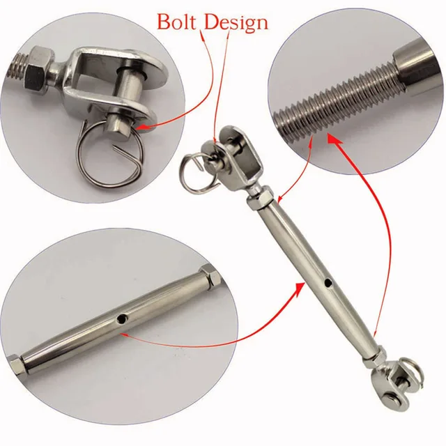 Stainless Steel  316  M8  5/16"  8mm Turnbuckle Eye And Eye With Locknuts Marine Grade M8 Metric Thread