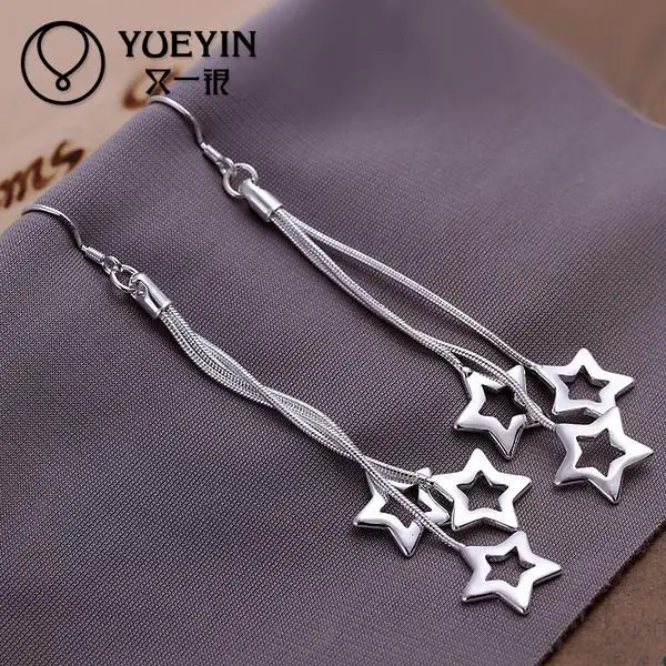 

New supplies star shape silver plated drop earrings fashion jewelry high quality dangle earring long earrings E161
