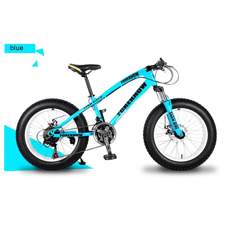 Bike Variable Speed Bicycle 40 Knife Off-road Beach Snow Mountain Bike 4.0 Big Tyre Wide Tyre 24 Inches Bicycle Adults 27 Speed - Цвет: blue