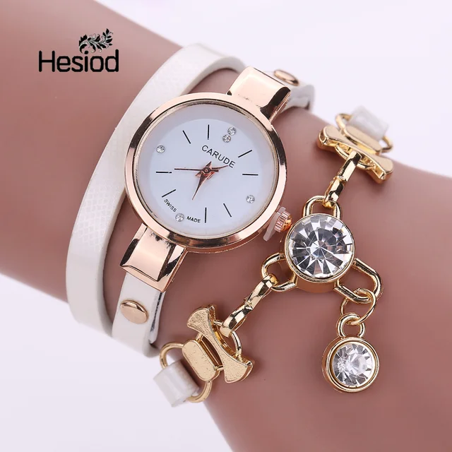 Hesiod Women Bracelet Watch Crystal Charm PU Leather Casual Bracelet Watches Stu Hesiod Women Bracelet Watch Crystal Charm PU Leather Casual Bracelet Watches Stu