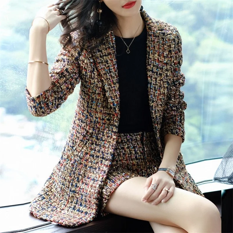 europe-and-the-united-states-ladies-suit-spring-and-autumn-and-winter-new-fashion-temperament-plaid-jacket-shorts-two-piece-suit