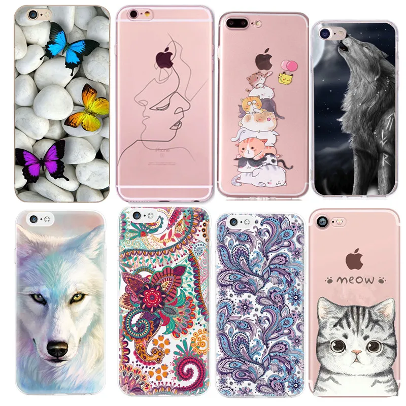 

TPU case For iphone 7 8 7/8 plus 5 5s SE Case Woman Ultra-thin Silicone Phone Cases For iphone 6 6S X Soft Back Phone Cover