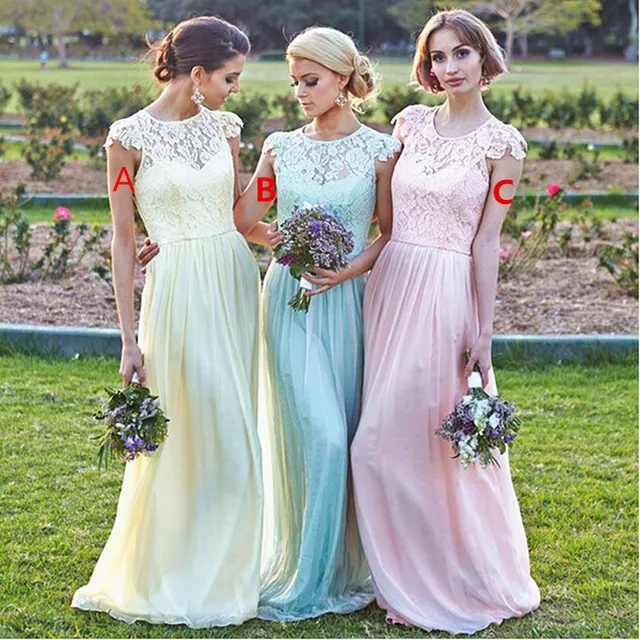 Modest Plus Size Light Pink Bridesmaid Dresses Yellow Green Cap Modest Plus Size Light Pink Bridesmaid Dresses Yellow Green Cap Sleeve Sheer Lace Vestido