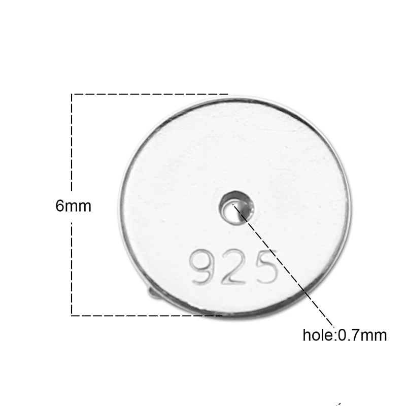 Beadsnice Новое поступление 925 пробы серебряные серьги сзади пробки Earnuts вилки для изготовления ювелирных изделий ID35041 - Цвет: 6mm silver